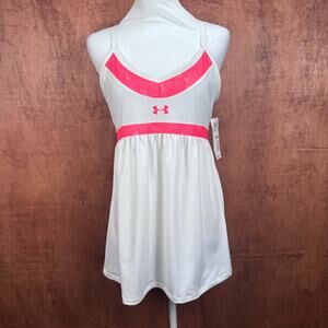 Under Armour heat gear fitted MEDIUM white and neon pink top tennis dress